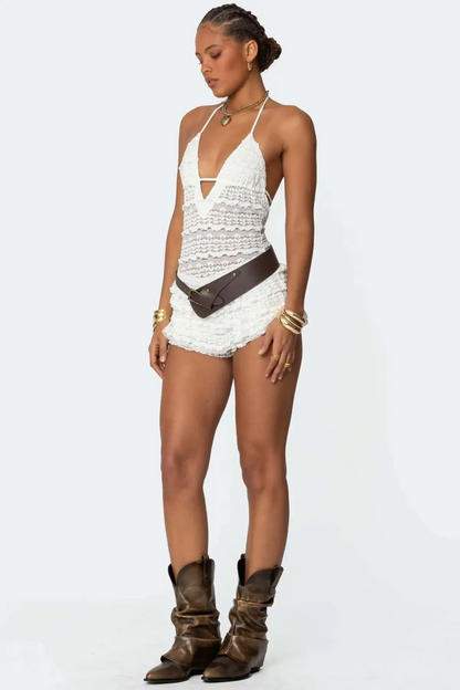 Amelia Ruffled Lace Romper
